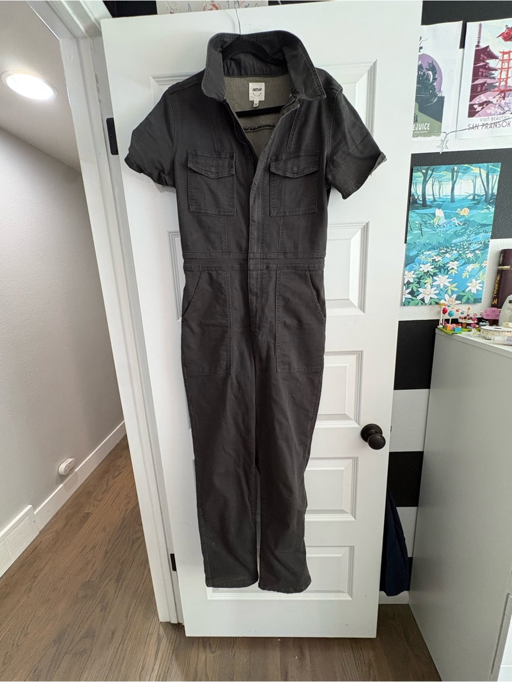 Aerie  Charcoal Short-Sleeve Utility One-Piece